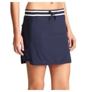 Athleta Sonora Skort Black Striped Waist Drawstring Lined Shorts Size 8